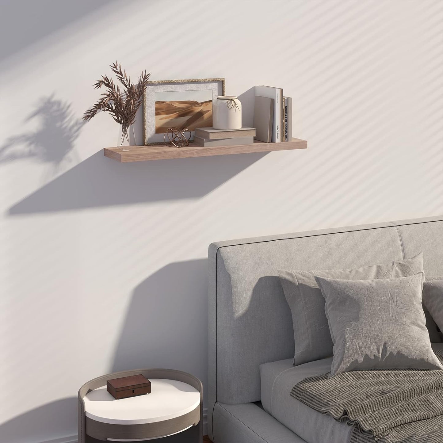 Etagère murale Eugad 80 x 22,9 x 3,8 cm - Etagère flottante en bois aspect chêne - Design rétro