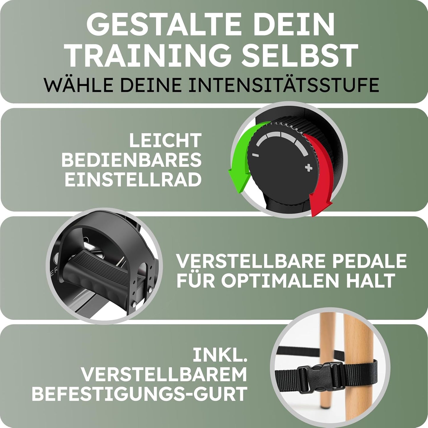 HELDENWERK - Pédalier - 40x35x30 cm - Acier et plastique noir - Sangle de fixation et tapis antidérapant inclus - Entraînement des bras et des jambes pour la maison - Vélo d'exercice idéal pour les personnes âgées - HW-PT-100