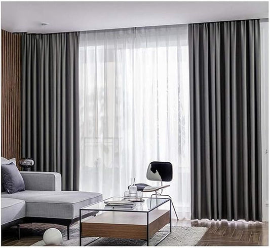 Home & Comfort Blackout Curtains - Rideau thermique occultant avec crochets pour salon - chambre d'enfant - chambre à coucher avec deux embrasses assorties - 150 x 250 cm - Gris argenté