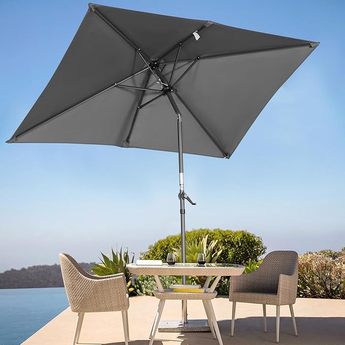 Angel Living Tuniparasol - 210 x 140 cm, avec manivelle - Inclinable - UV 50+ - Rectangulaire