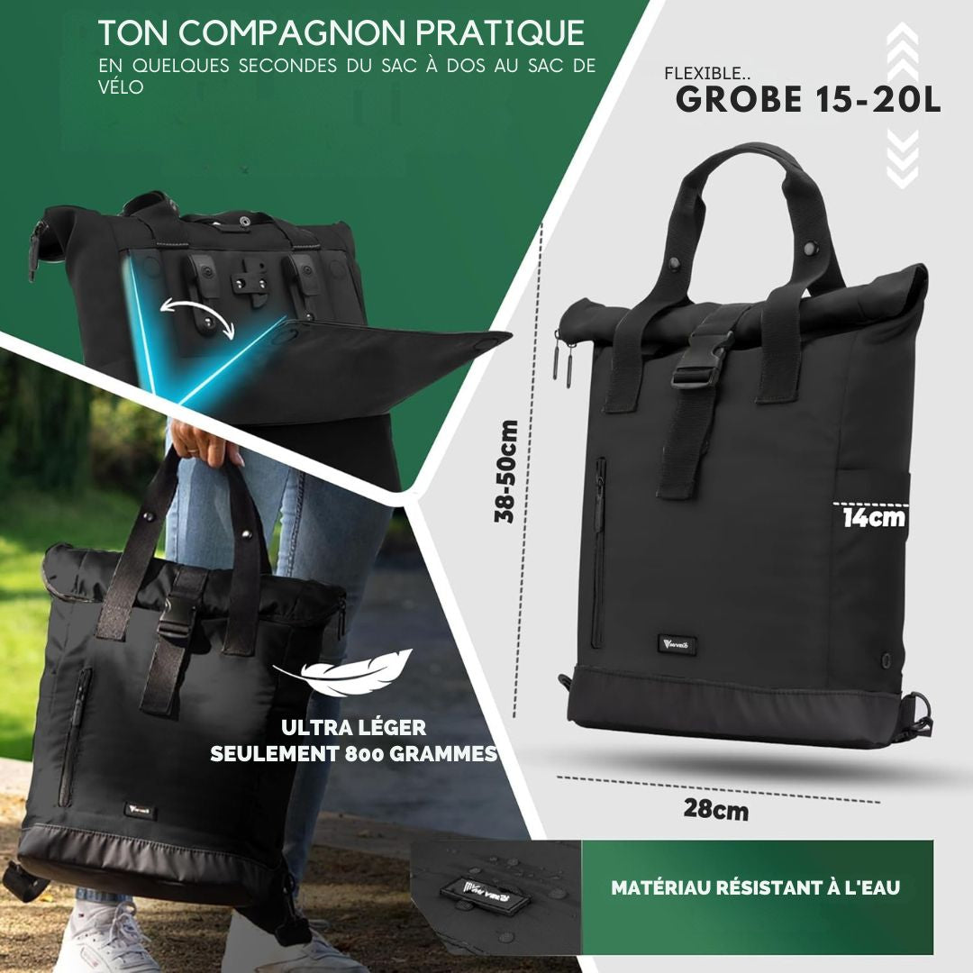 Sac à dos pour vélo pliable MIVELO MAYA - 50 x 28 x 14 cm - Noir