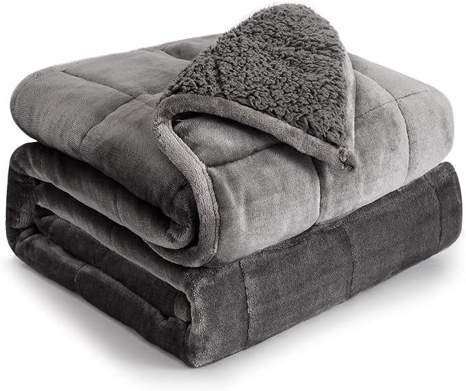Couverture d'atténuation Cottonblue Gris - 6.8 kg - Couverture en polaire Sherpa 122 x 183 cm