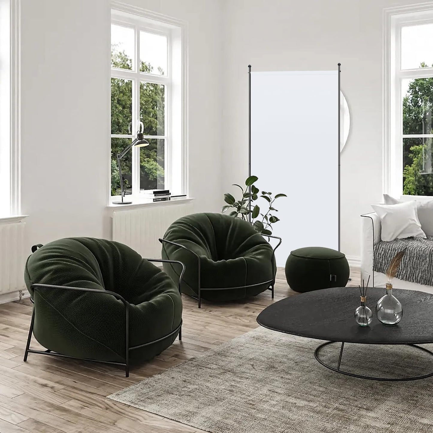 Angel Living Paravent - 1 pièce - 80x180 cm - Pliable - Acier & 160 g/m² Polyester - Séparation de pièces & Protection de la vie privée - Blanc