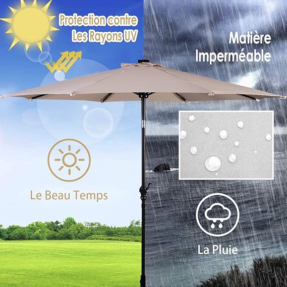 Parasol Coast avec éclairage LED - Ø270 cm - Beige