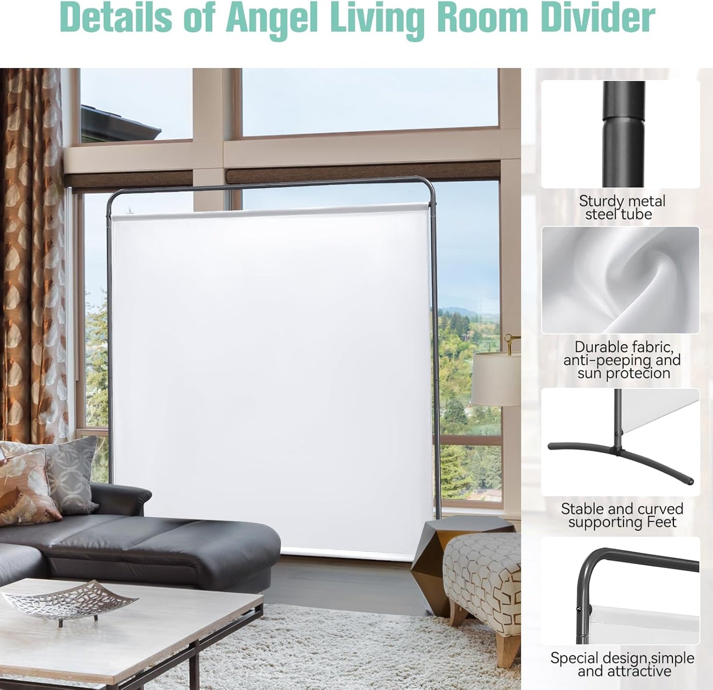 Paravent Angel Living - 1 Panneau - 162 x 174 cm - Blanc