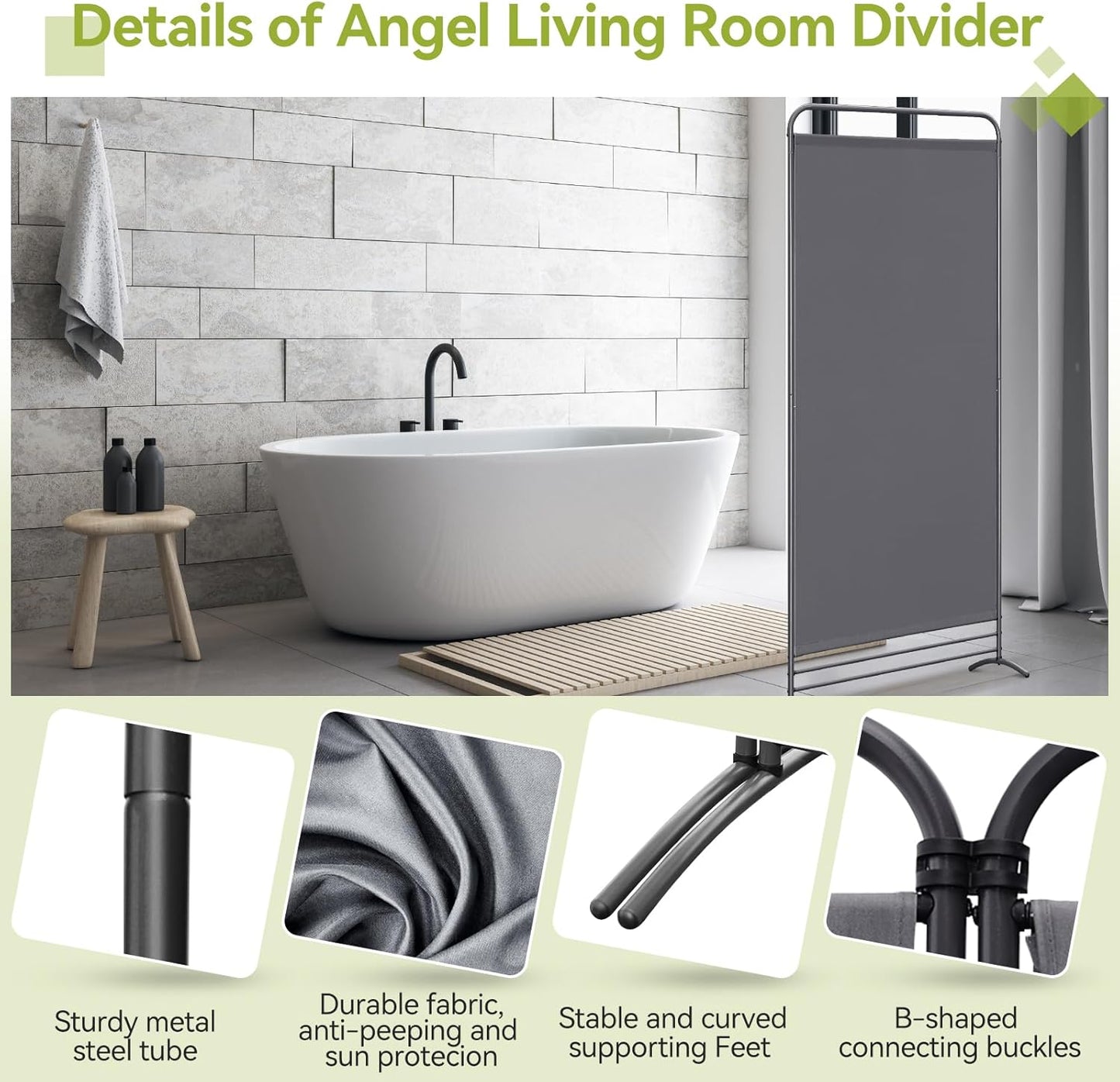 Paravent Angel Living - Connectable - 180 x 81 cm - Gris