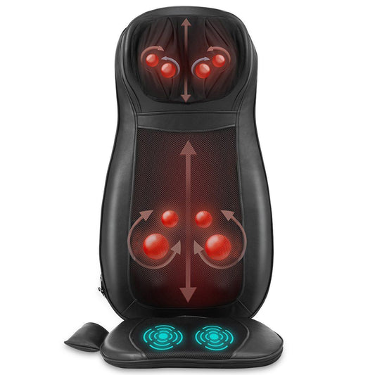 Coast Massage Chair Cover Shiatsu Black - 78 x 46 x 19 cm - 3 Zones de Massage - Avec Fonction Chaleur