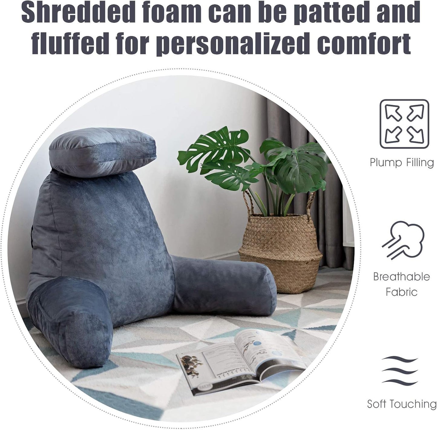 Coast Reading Cushion with Neck Roll - Coussin de relaxation - Avec bras de soutien - Gris