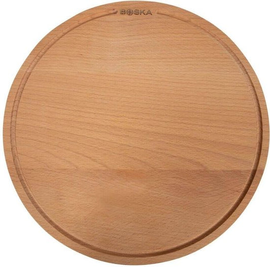Boska Pizza Board Amigo L Round - Planche à pizza en bois de hêtre durable - Avec canal de collecte - Ø 34 cm