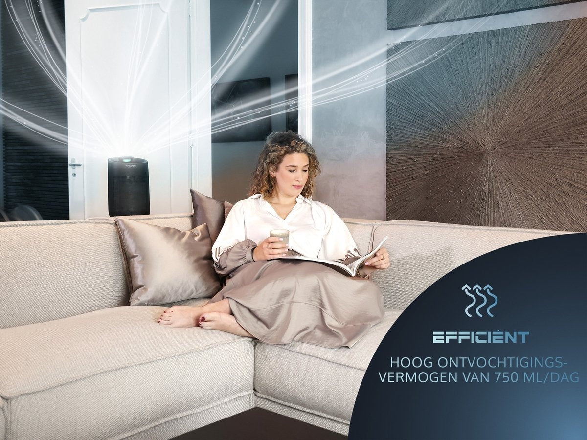 JAP Enivio D6 - Déshumidificateur avec filtre - Purificateur d'air intérieur 2en1 - Grande capacité - Chambre à coucher, salle de bain et sous-sol