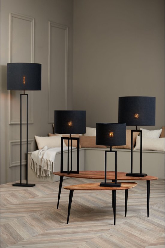Light & Living Abat-jour cylindrique Livigno - Noir - Ø 50 x 38 cm - Moderne