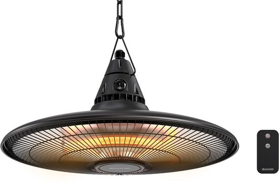 Auronic Terrace Heater - Chauffage infrarouge - Suspendu - 10m2 - Electrique - 1500W - Télécommande - Noir