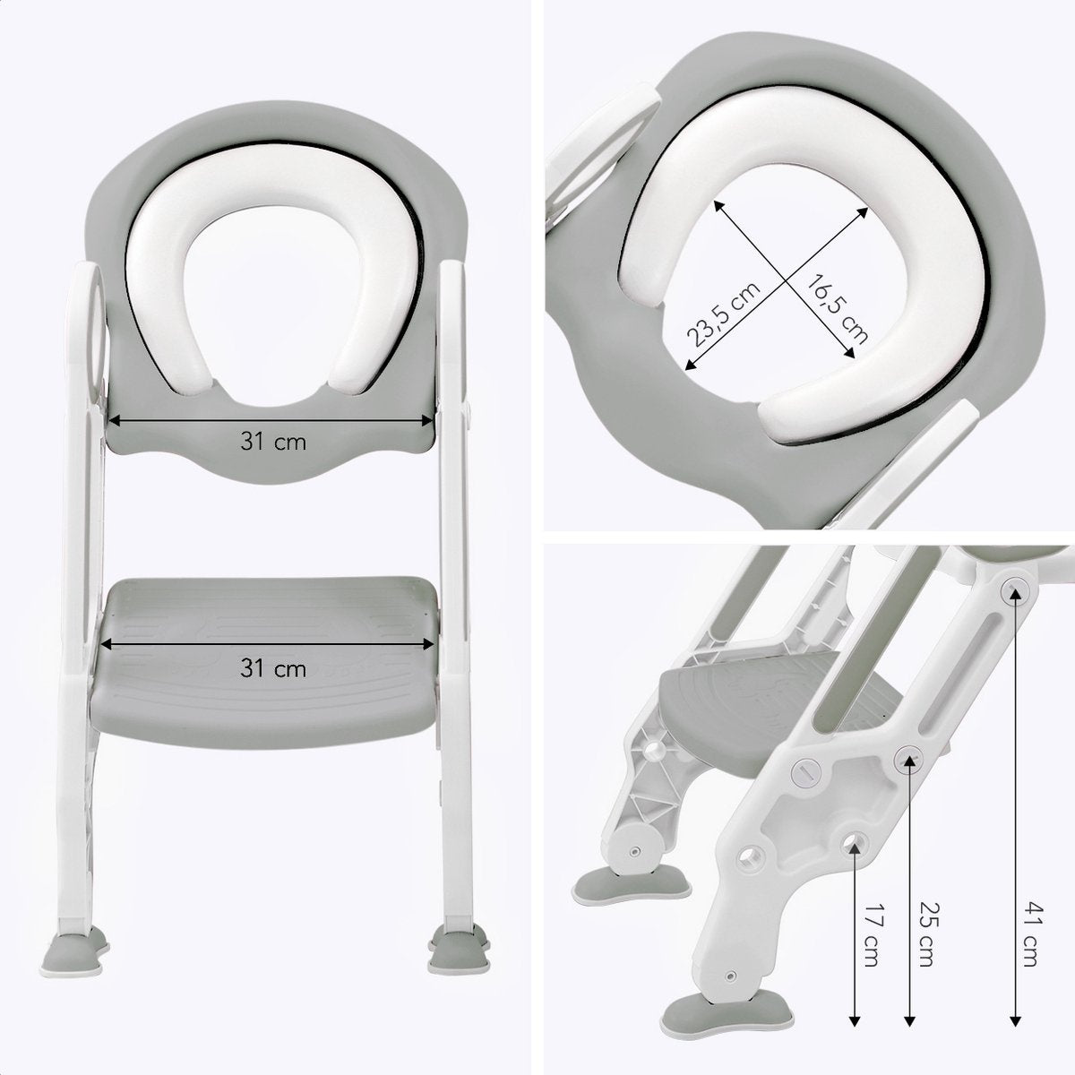 Réducteur de toilettes LifeGoods - Pot pour enfant - 2 à 7 ans - Gris/Blanc