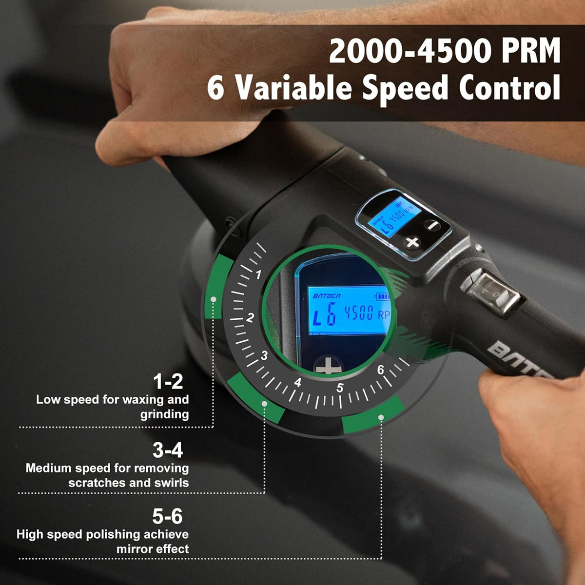 Polisseuse sans fil BATOCA S2 - 2 000-4 500 tr/min - Excentrique 8 mm - 125 mm - 2 batteries de 5 000 mAh