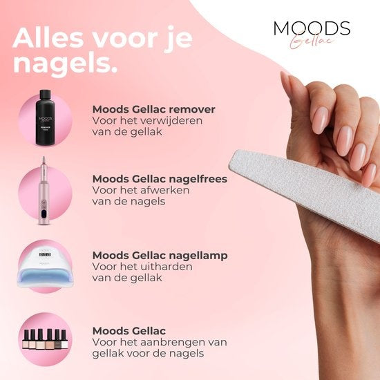 Moods Gellac Starter Pack - Primer - Base Coat - Top Coat - Gel Paint - LED Lamp Nail Polish - 7.3 ML