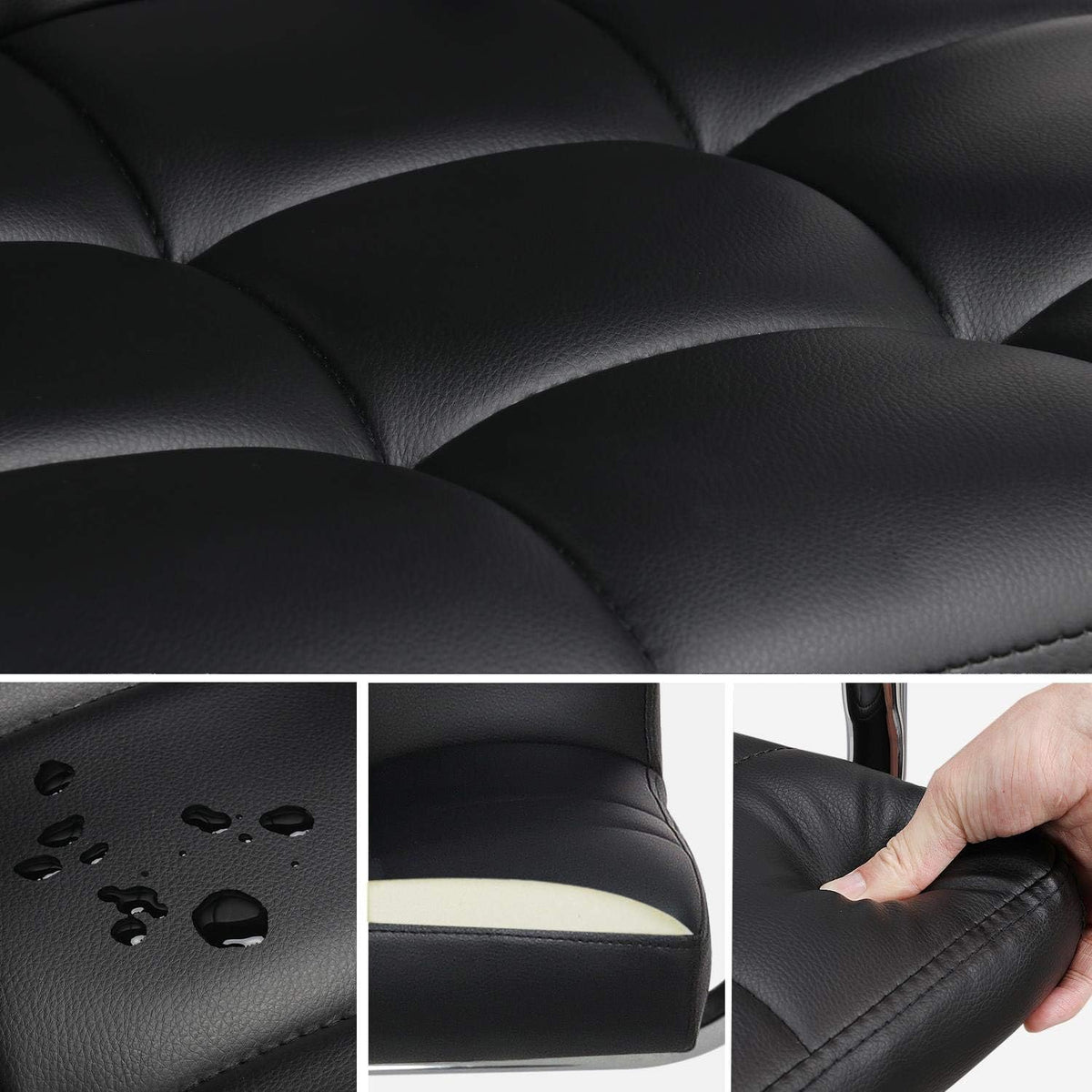 Chaise de bureau Yaheetech - Noire - Simili cuir - Pivotante à 360° - 120 kg - Hauteur d'assise réglable de 48 à 62 cm - Avec accoudoirs