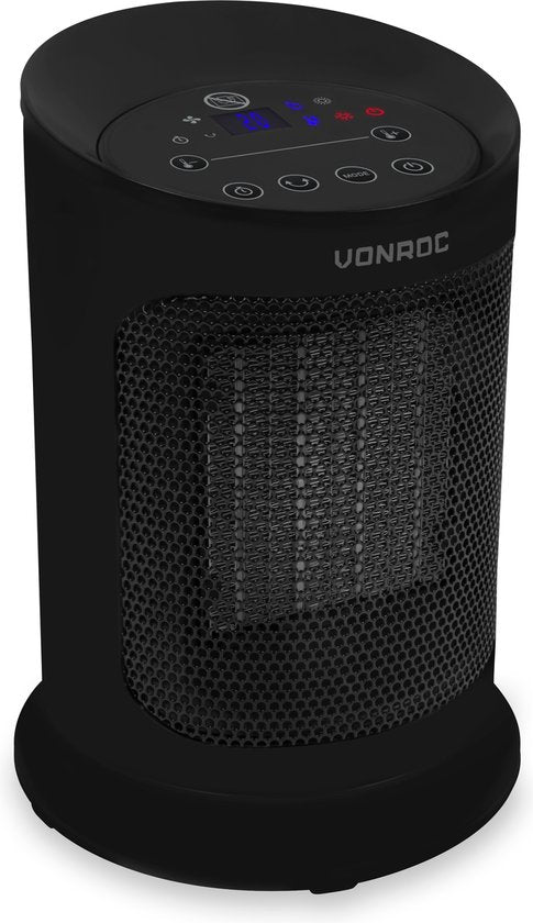 VONROC Chauffage électrique - chauffage soufflant - 1200W/1800W - céramique - 3 réglages - thermostat - minuterie - affichage LED - fonction swing - télécommande incluse - 20m2