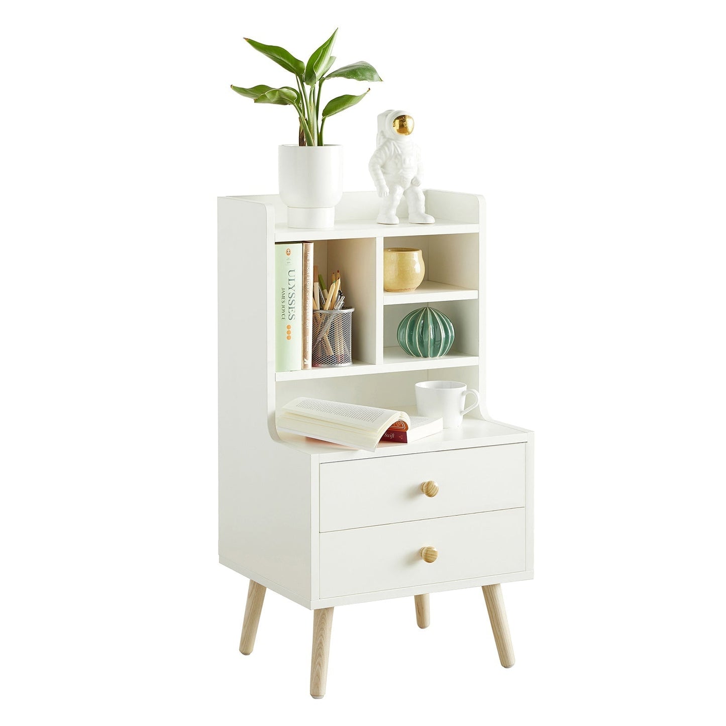 SoBuy Table de chevet - Buffet - 2 tiroirs coulissants - Max. 30KG - 43 x 36 x 81 cm - Blanc