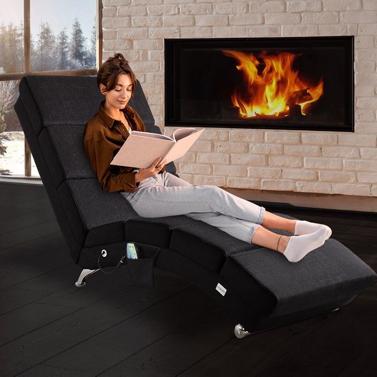 Fauteuil de détente Casaria - Fonctions massage et chauffage - Tissu - Anthracite