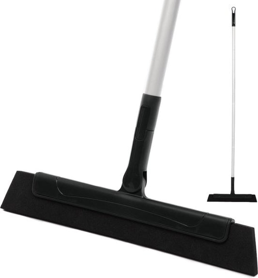 CLEANLY Raclette de sol avec manche 130 cm - Raclette de sol Salle de bain et Raclette de douche - Raclette de douche - Raclette d'eau - Largeur 34 cm - Noir, Gris