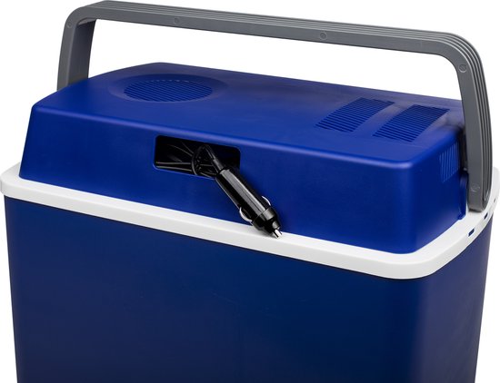 Campart Coolbox CB-8624 - Glacière 22 litres - Légère avec poignée - Système de refroidissement thermoélectrique - Avec prise 12V pour le voyage et la voiture - Convertible en prise 230V - Bleu