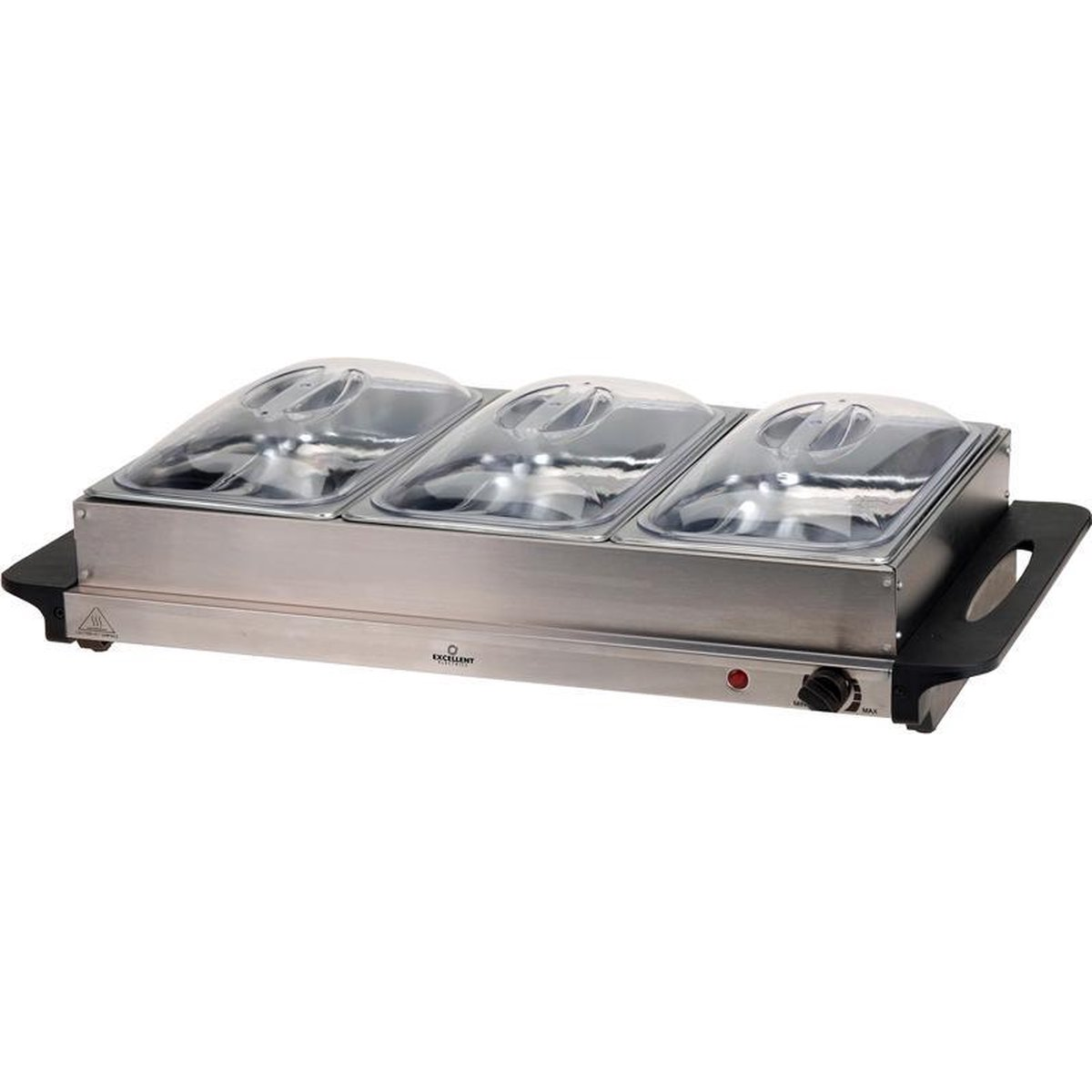 Chauffe plat et assiette - Excellent Electrics - Plaque chauffante - Acier inoxydable - 300W - 53 x 35 x 10cm - gris