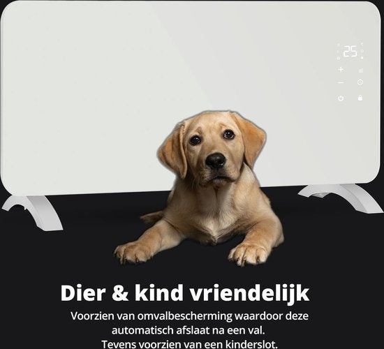 FlinQ Smart Panel Heater with WiFi - Chauffage électrique - Panneau chauffant - Chauffage électrique - Convecteur - Chauffage portable - 2000W - Blanc