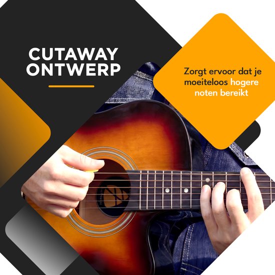 Finesse Acoustic Guitar - with Video Course - 4/4 40" - Western Guitar - Guitare Enfant et Adulte - Sunburst