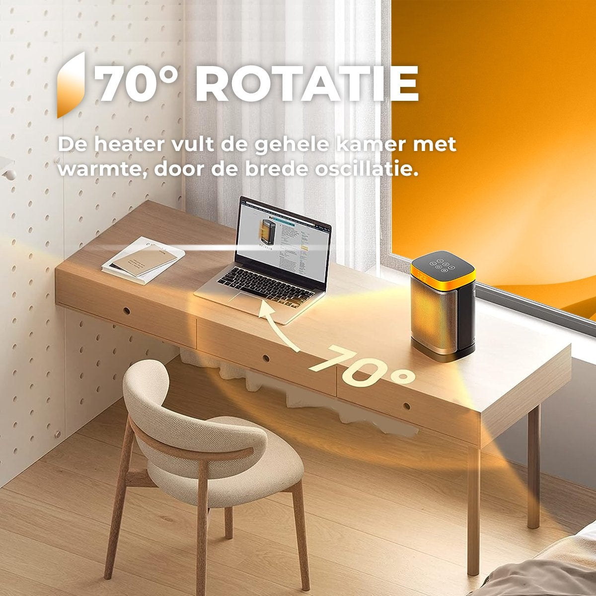 KRAFT Réchaud électrique - Réchaud à ventilateur céramique - Chauffage - Chauffe-terrasse - Chauffage électrique - 1500W - Fonction de rotation 70