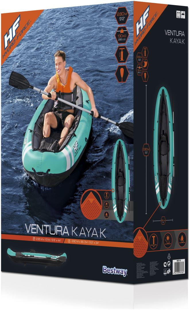 Bestway Hydro-Force Ventura Kayak - 1 personne - 280 x 86 cm - Robuste et confortable