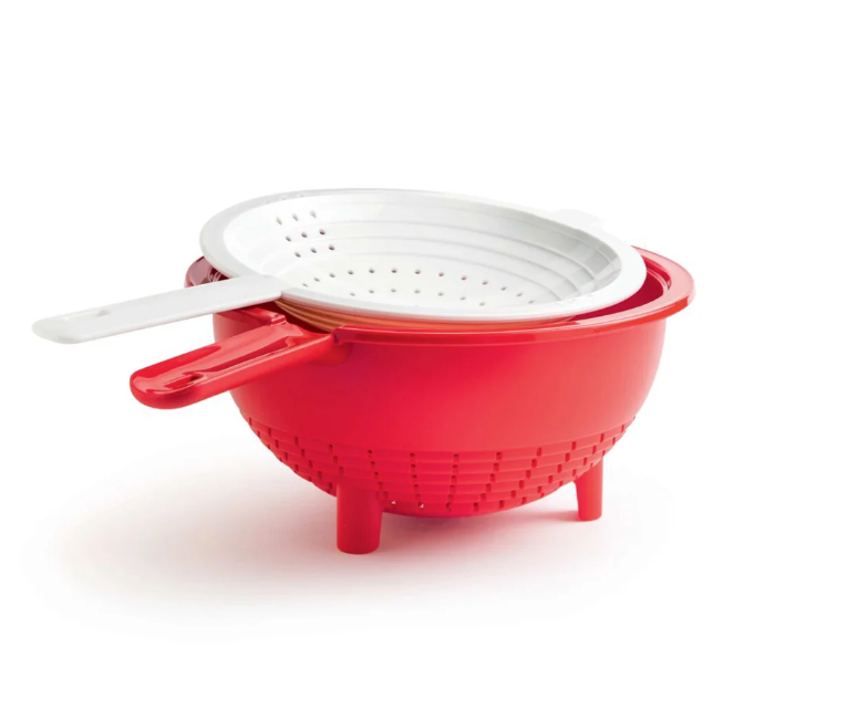 Ensemble de passoires Tupperware, 2 pièces – 400 ml et 2 L – Rouge et blanc
