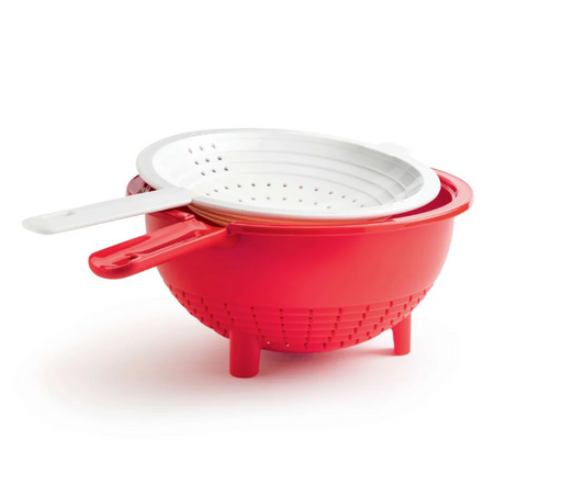 Ensemble de passoires Tupperware, 2 pièces – 400 ml et 2 L – Rouge et blanc