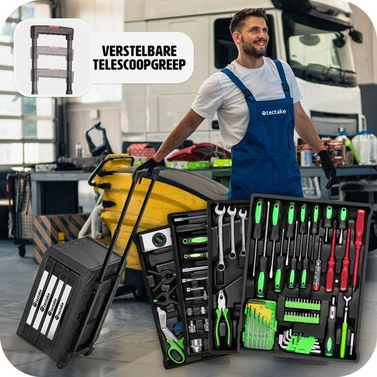 TecTake Valise à outils 401487 - 200 pièces - 4 tiroirs - Chariot