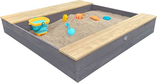 Bac à sable AXI Evy avec bacs à eau et espace de rangement Gris/marron - Kit d'accessoires inclus