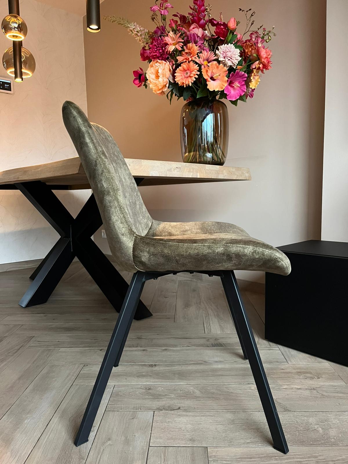 Furniture31 Riva Chairs Dining - Duopack - Luxe Velvet - Metal Frame - Green