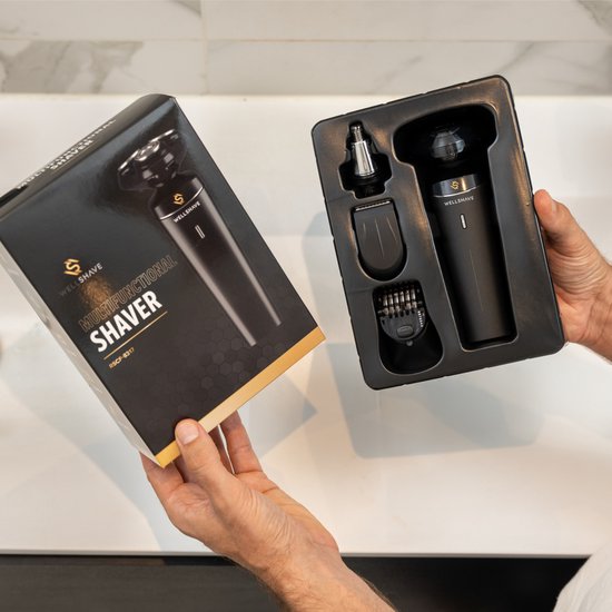 Rasoir Wellshave 4 en 1 pour hommes – Avec tondeuse et tondeuse pour le nez – Rasoir électrique – Utilisation humide et sèche – Rasoirs – Rasage – Tondeuse à barbe