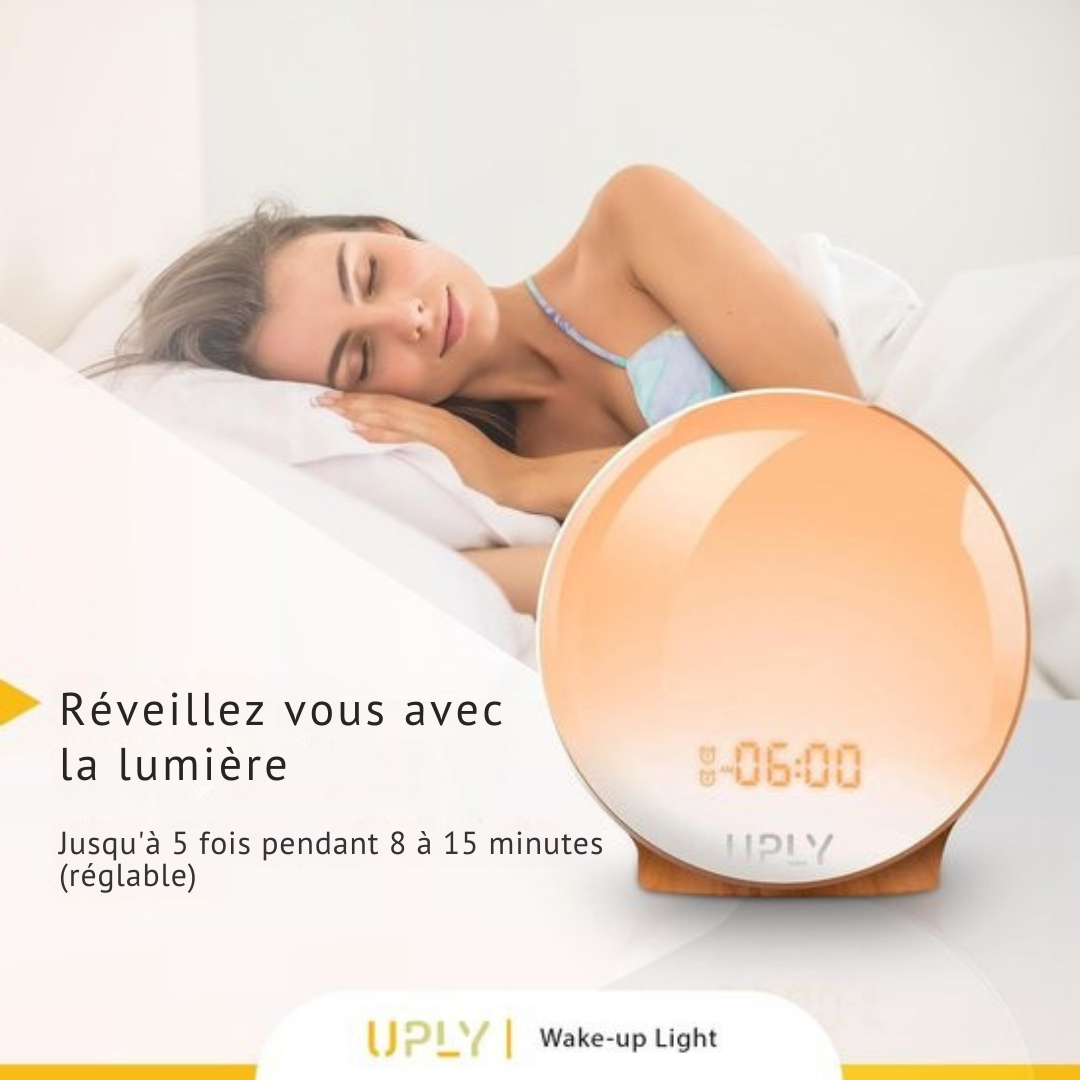 Lampe de Réveil - UPLY - Simulation du Lever et Coucher de Soleil, Sons Naturels, Radio - Commande via App