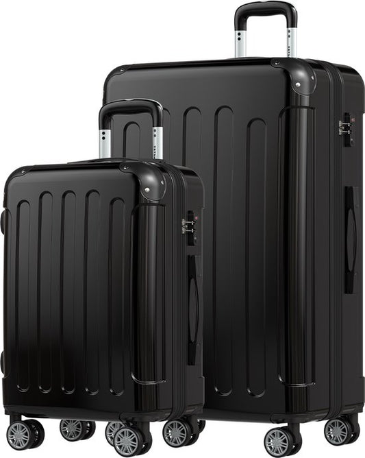 TRVLMORE Set de valises - 2 pièces - 45L Hand Luggage + 115L Spacious Luggage - TSA Lock - Lightweight - Travel Suitcase Set - Trolley - Black