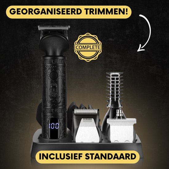 Tondeuse à barbe 7-en-1 Homme + Standard - Tondeuse pour barbe et corps - 6 accessoires inclus - Sansbeauté® - Body Groomer Men - Body Trimmer Men - Hair Trimmer - Clips - 0.5-15MM - Nose and Ear - Trimmer - Beard Machine - Multigroomer