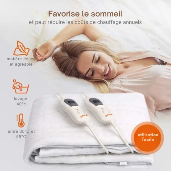 Couverture Chauffante Électrique - Goliving - 2 personnes - 3 niveaux de chaleur - Minuterie - 60 watts - Polyester - 160 x 140 cm - Blanc