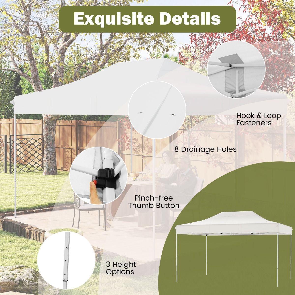 coast 300 x 445 cm tente de réception instantanée - beige - hauteur réglable, évacuation de l'eau, armature robuste