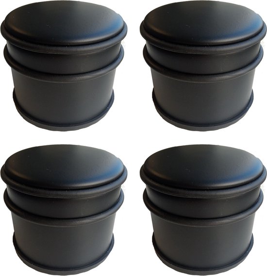 BRASQ Lot de 4 Butoirs de porte - Butoir de porte noir avec antidérapant - 1,1 Kg Pour intérieur et extérieur - Butoir de porte ⌀9 x 7,5 cm