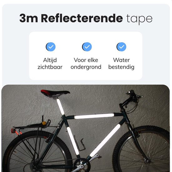 Bande réfléchissante - 5cm de large, 3m de long - Autocollants réfléchissants - Réflecteur vélo - Réflecteurs vélo - Réflecteur auto-adhésif - Bakfiets - Réflexion camion