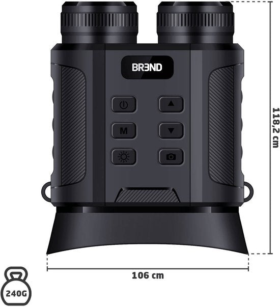 BREND BR-2242 Jumelles numériques - Vision nocturne 300 mètres - 4K - 40 mégapixels - écran IPS - zoom 10x - lampe de poche - carte SD incluse