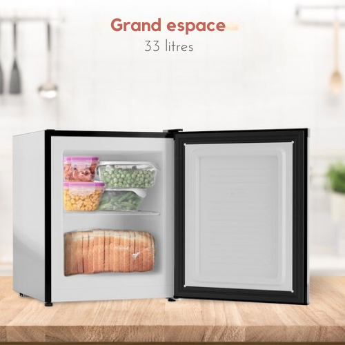 KitchenBrothers Mini congélateur - 33L - Petit congélateur - Autonome - Compact - Noir