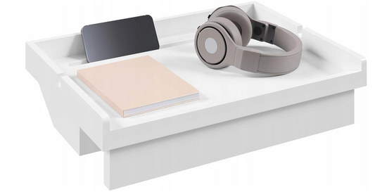 Table de nuit Voltu avec guide-câbles et support pour téléphone - Blanc - 33x8x25 cm