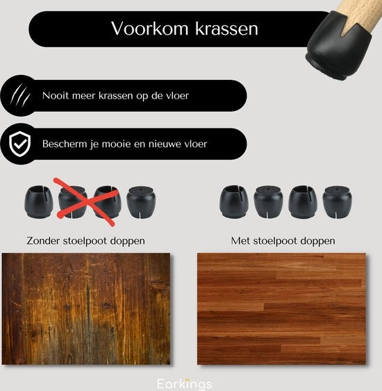 Protecteurs de pieds de chaises Protecteur de sol Ø12-16 mm - Capuchons de pieds de chaises Capuchons de meubles 24 pièces - Capuchons de chaises ronds Protecteurs de sol Chaises - Noir