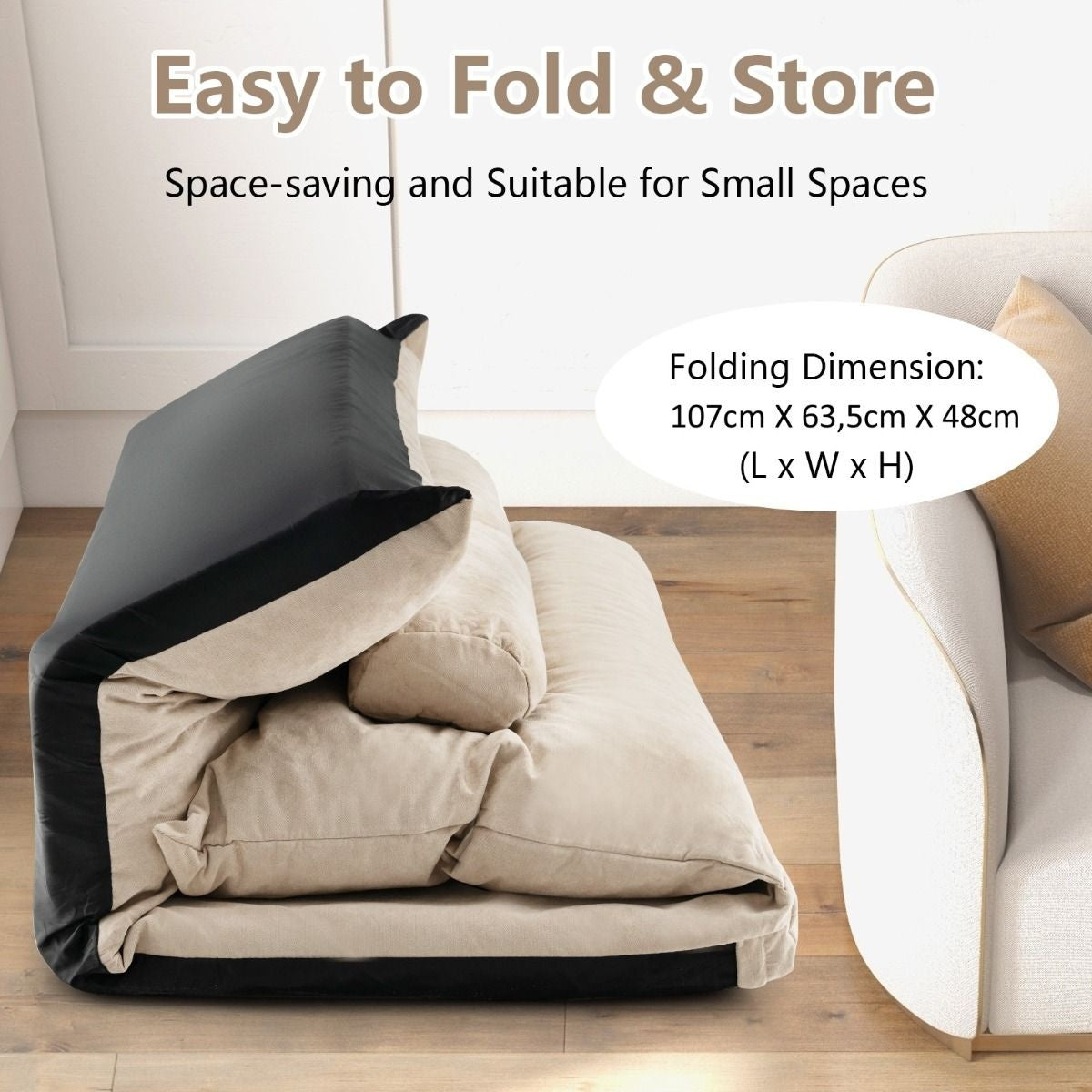 Coast Banc de sol pliant - Canapé-lit - Avec 2 coussins - 180 x 110 x 18 cm - Beige
