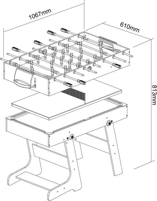 Table de jeux multifonctionnelle Cougar 16-en-1 – Table de jeux noire avec 16 jeux – Accessoires inclus – Pour enfants et adultes