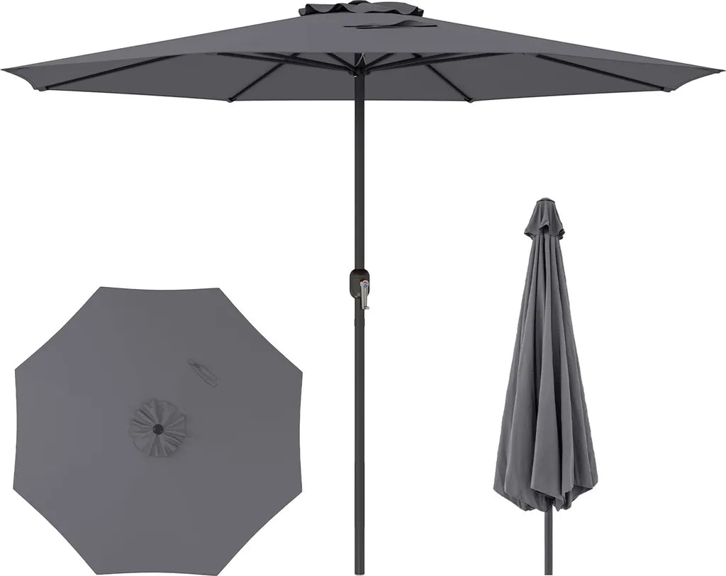 Parasol de jardin Coast 350 cm - Anthracite - Avec cordon et 8 baleines métalliques